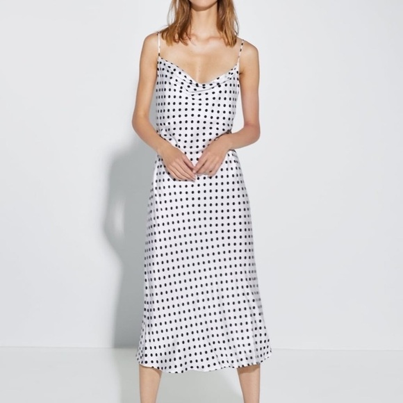 Zara Satin Polkadot Midi Slip Dress - Picture 1 of 13